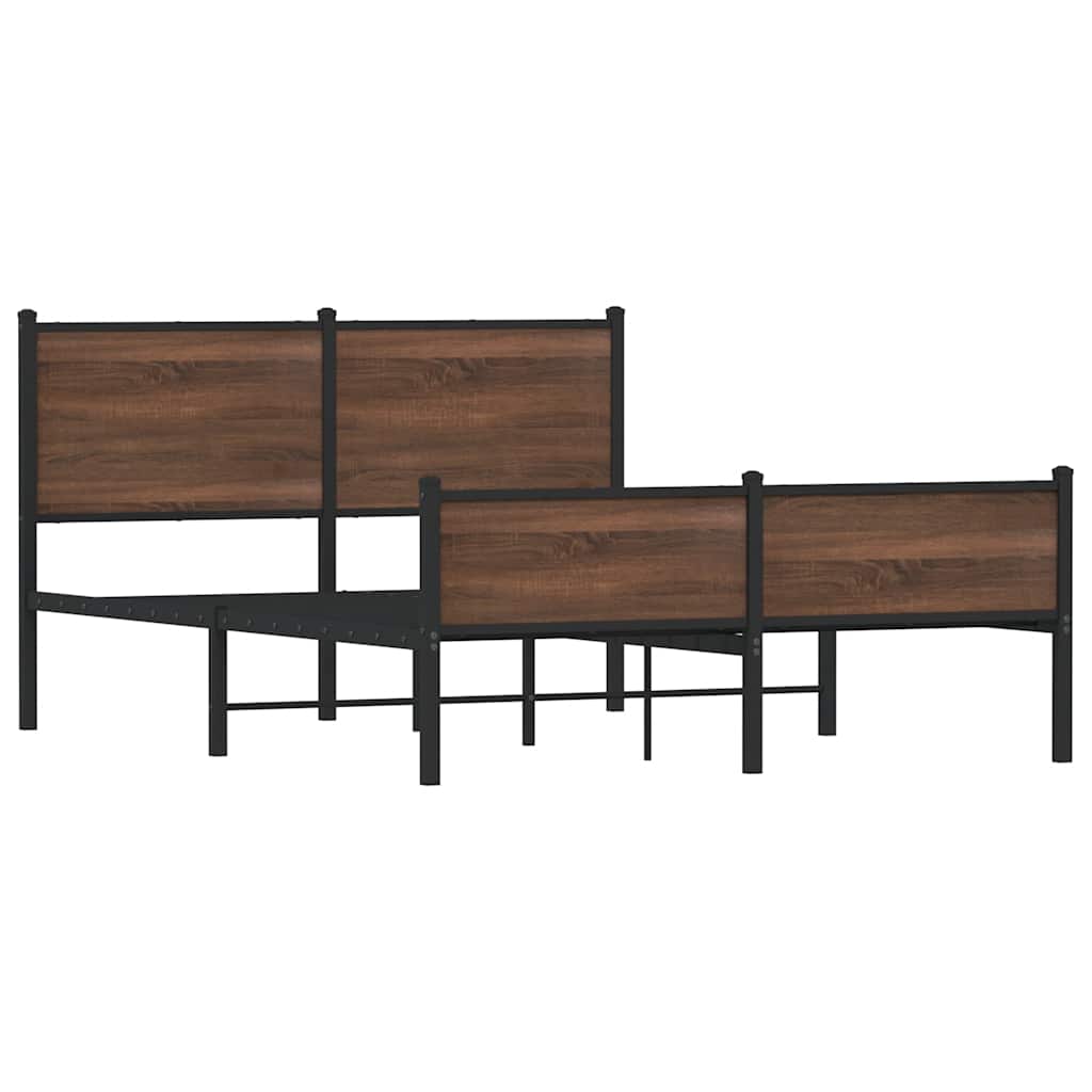 sengeramme 140x190 cm uden madras metal brun egetræsfarve