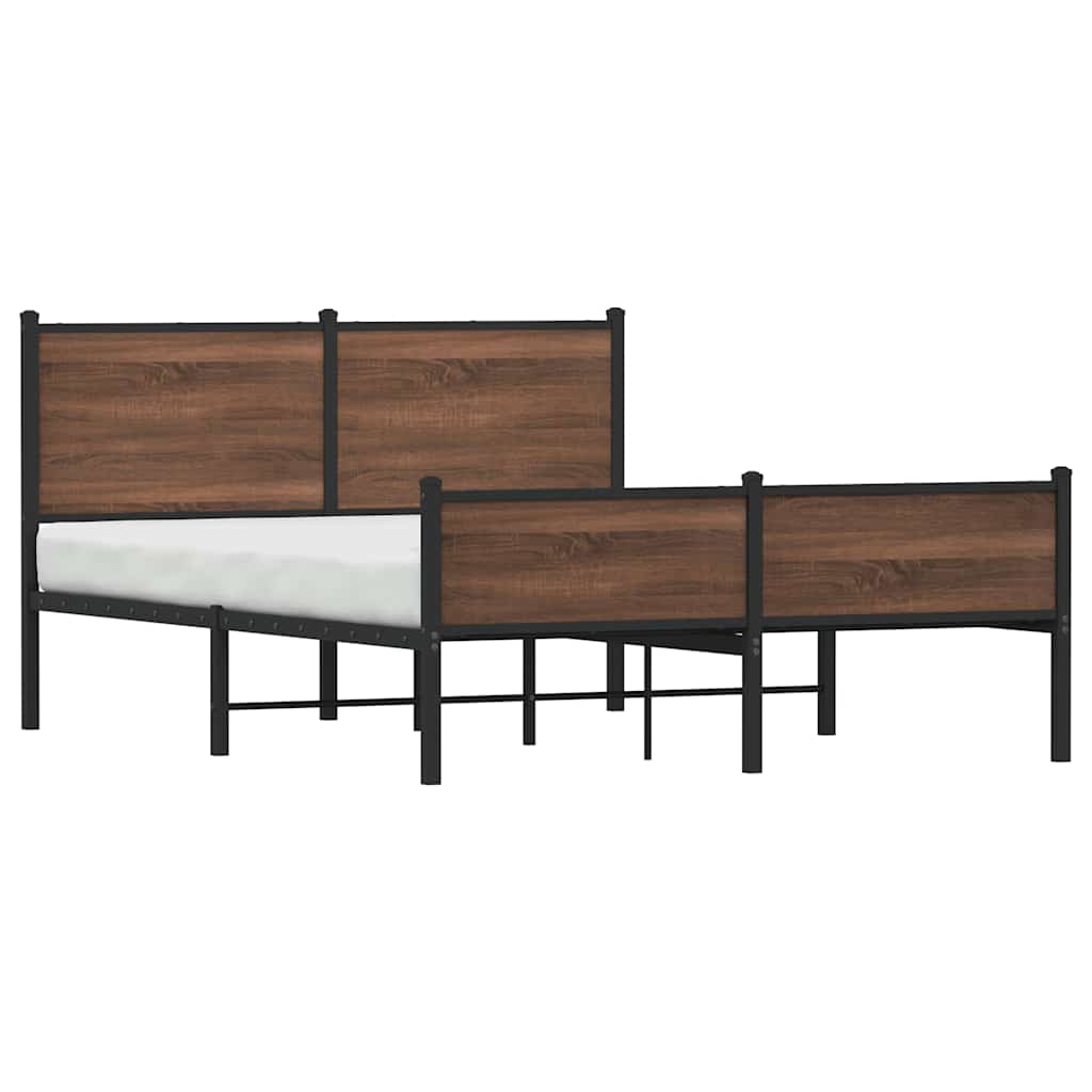 sengeramme 140x190 cm uden madras metal brun egetræsfarve