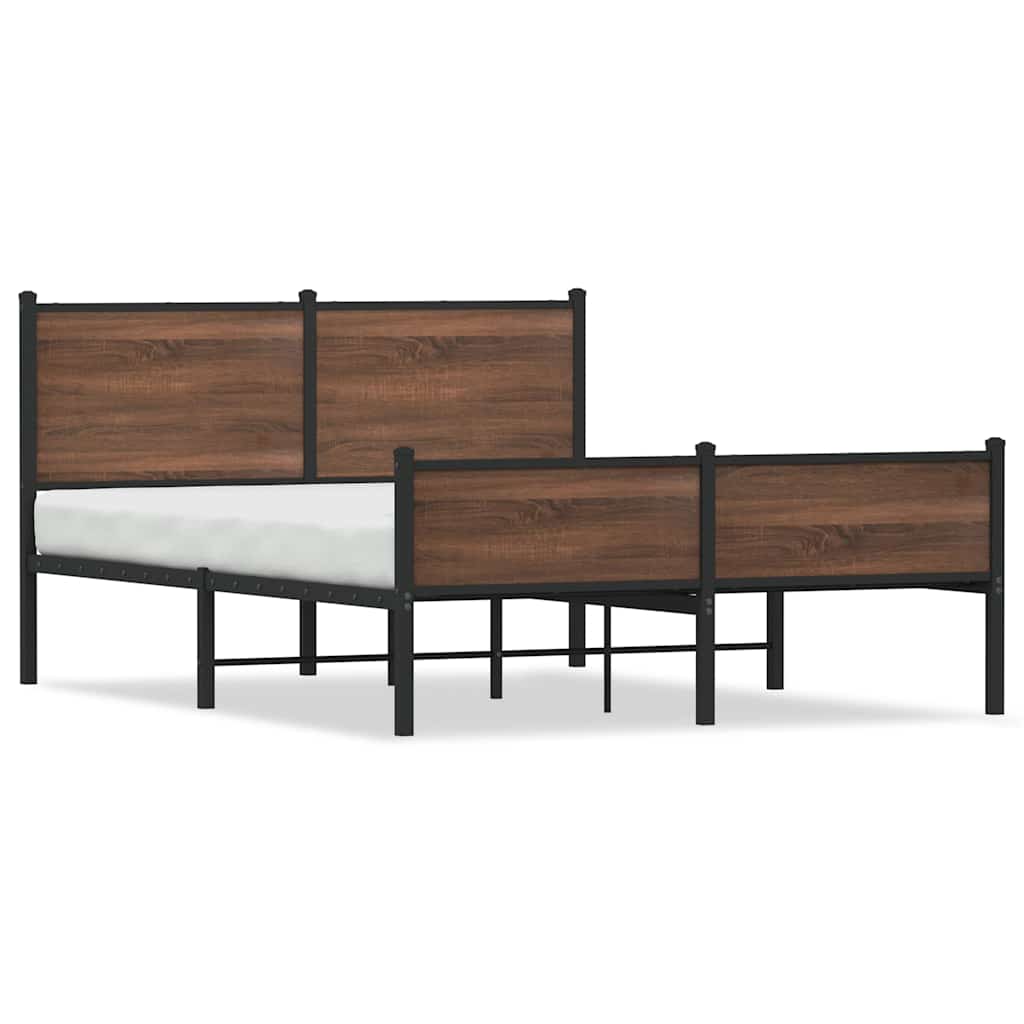 sengeramme 140x200 cm uden madras metal brun egetræsfarve