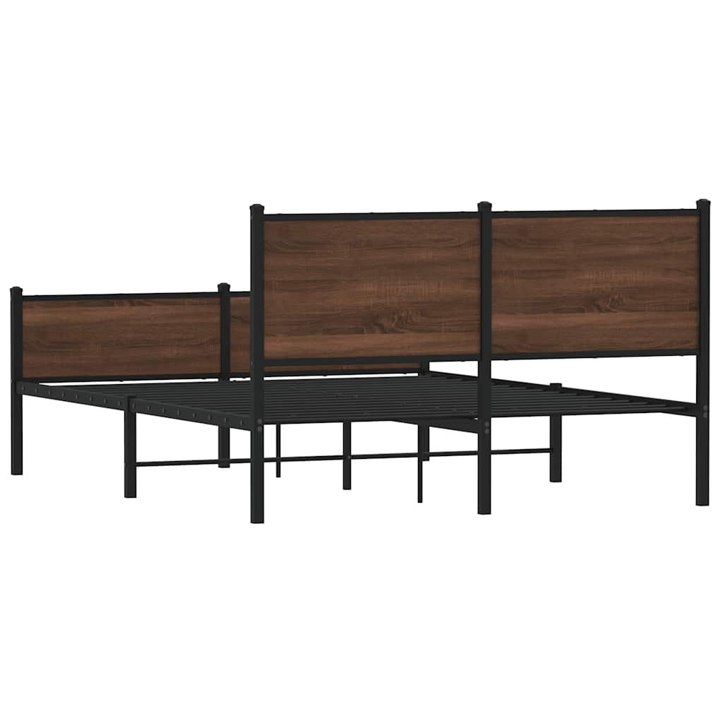 sengeramme 140x200 cm uden madras metal brun egetræsfarve