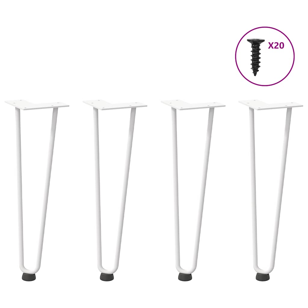 hårnåleben til sofabord 4 stk. hvid 42 cm massivt stål billede