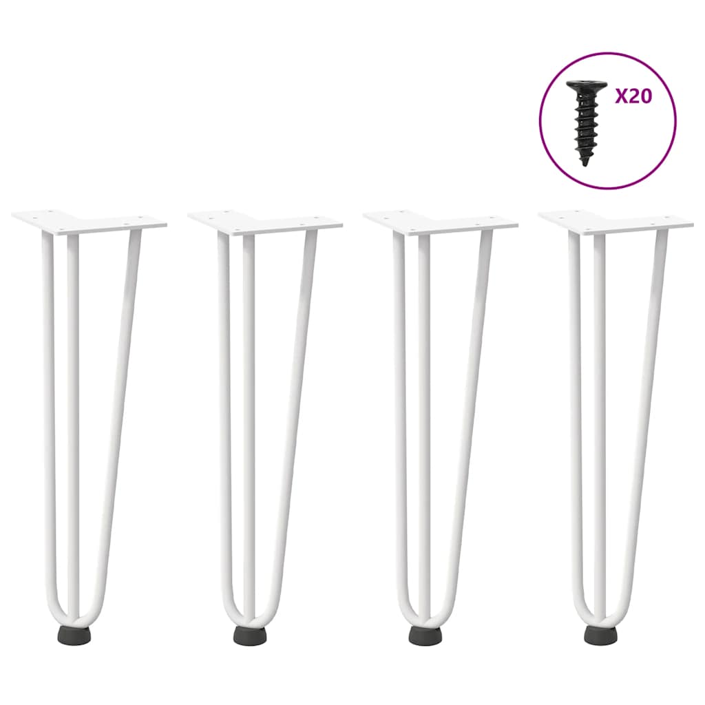 hårnåleben til sofabord 4 stk. hvid 42 cm massivt stål billede
