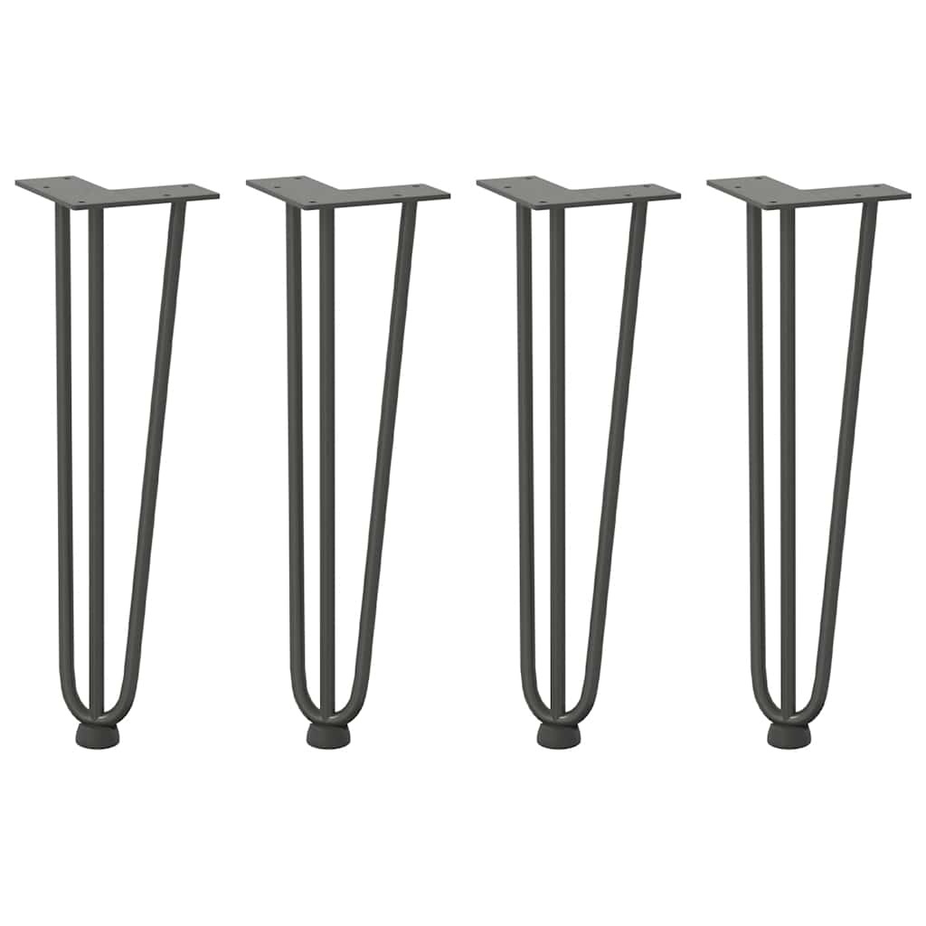 hårnåleben til sofabord 4 stk. antracit 42 cm massivt stål