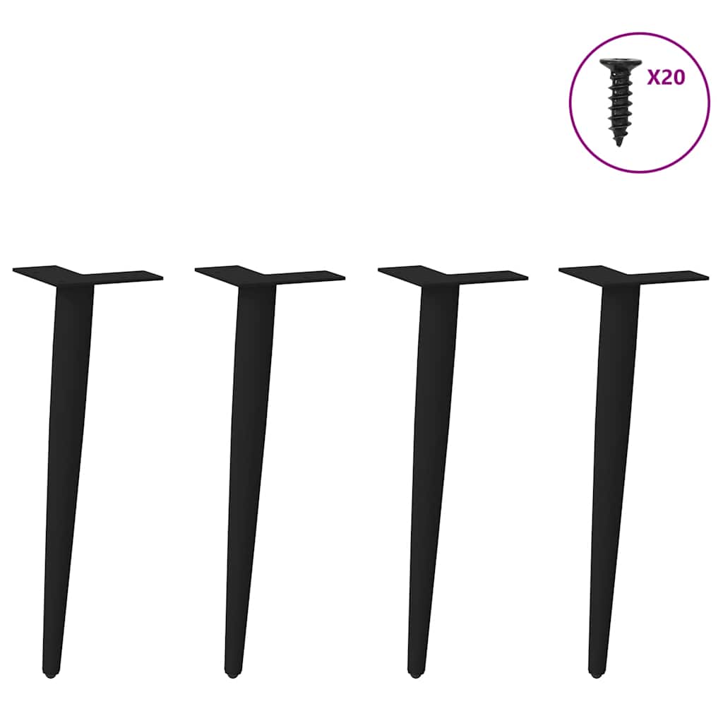 sofabordben konisk form 4 stk. sort 30-31 cm stål
