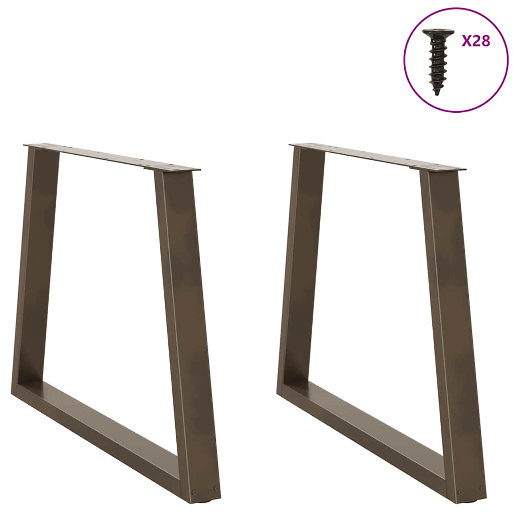 spisebordsben V-formet 2 stk. naturstål 90 x (72-73,3) cm stål