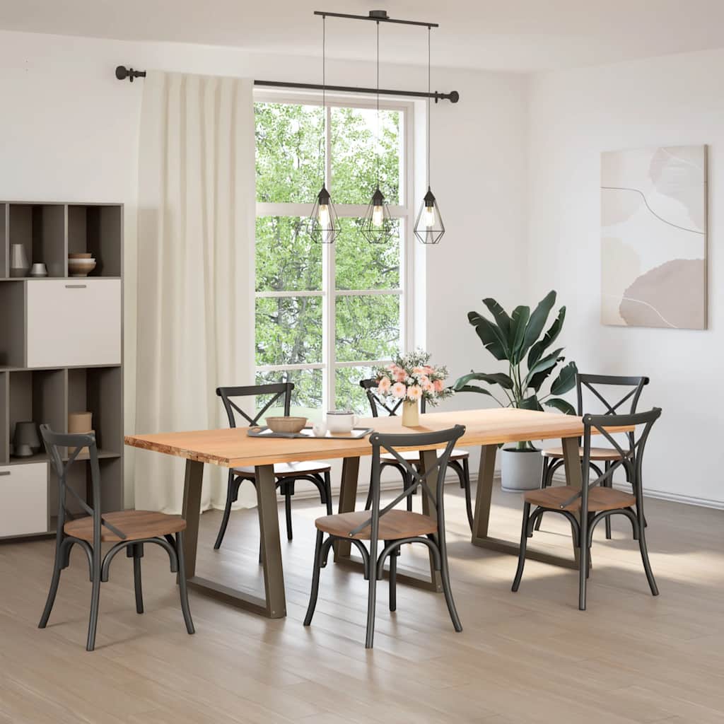 spisebordsben V-formet 3 stk. naturstål 70 x (72-73,3) cm stål