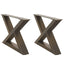 sofabordsben 2 stk. naturstål 50x(30-31,3) cm stål