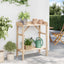 Plantebord med hylde Naturfarvet 75 x 40 x 90 cm Solid fyrretræ
