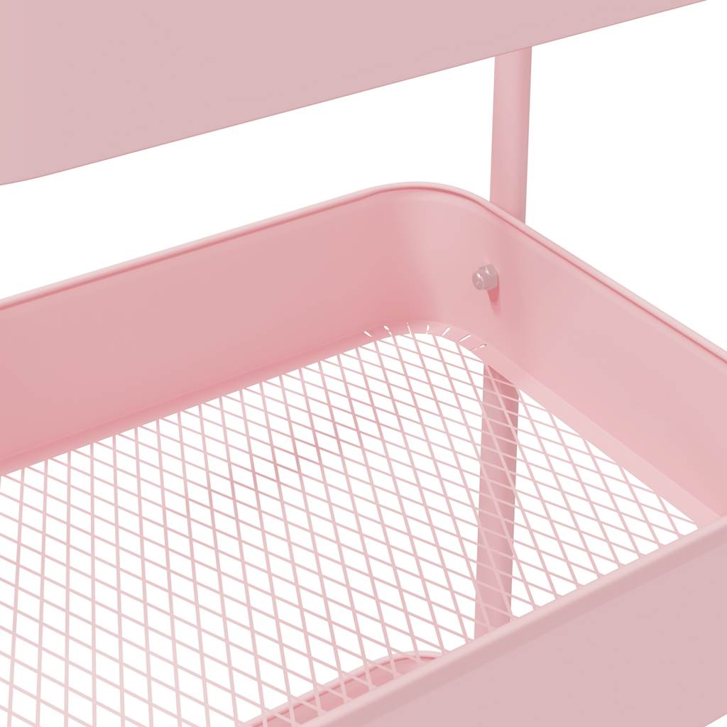opbevaringsvogn 3-lags pink 42x41,5x77 cm stål