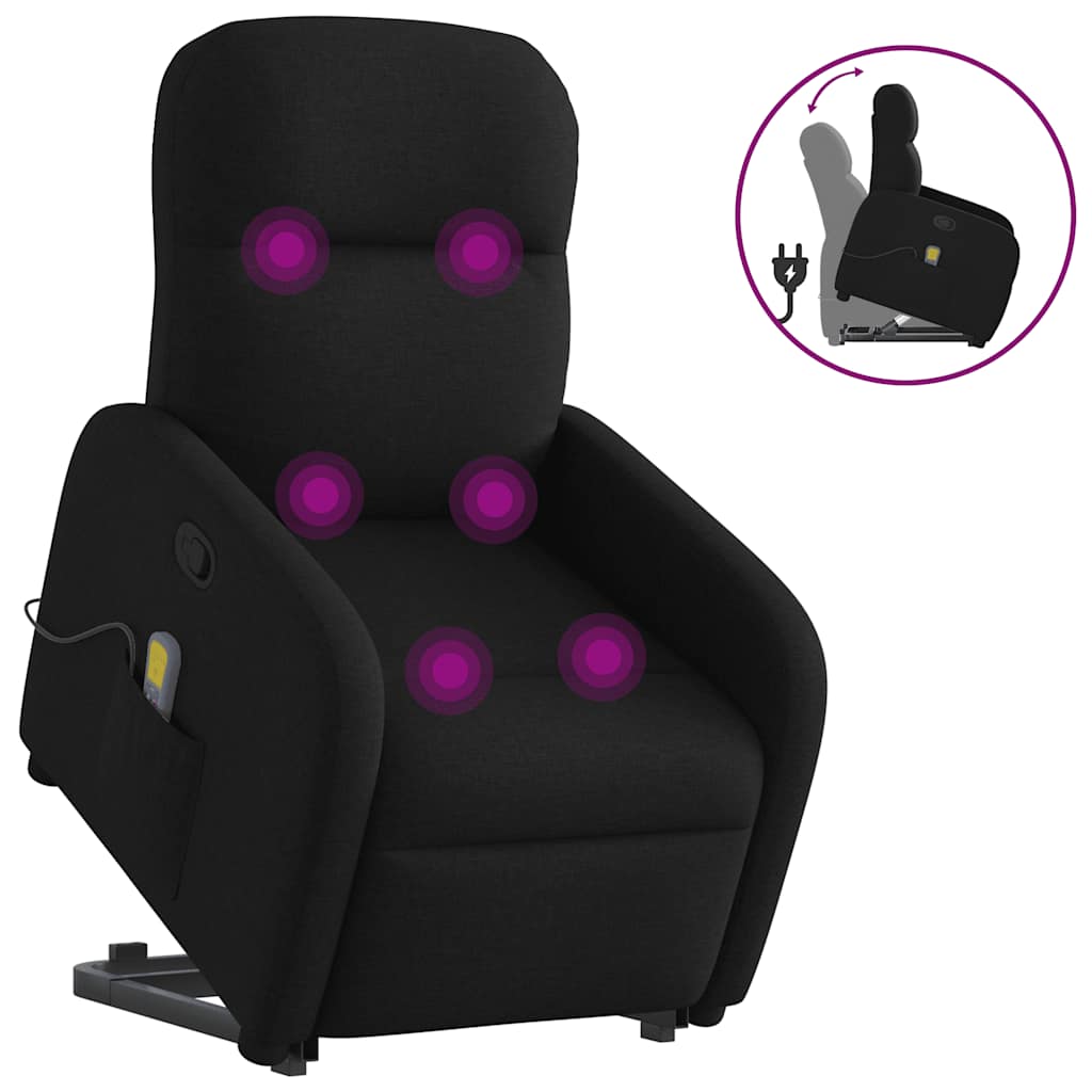 løftestol med massage stof sort