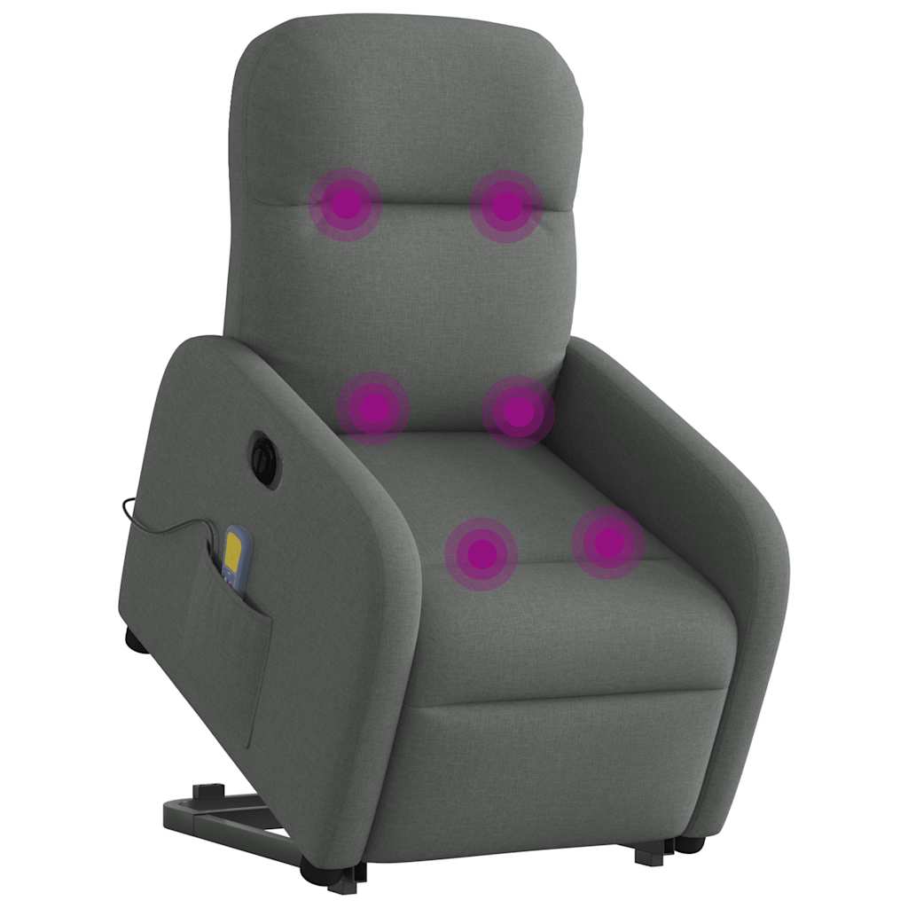 elektrisk massagestol med løftefunktion stof mørkegrå