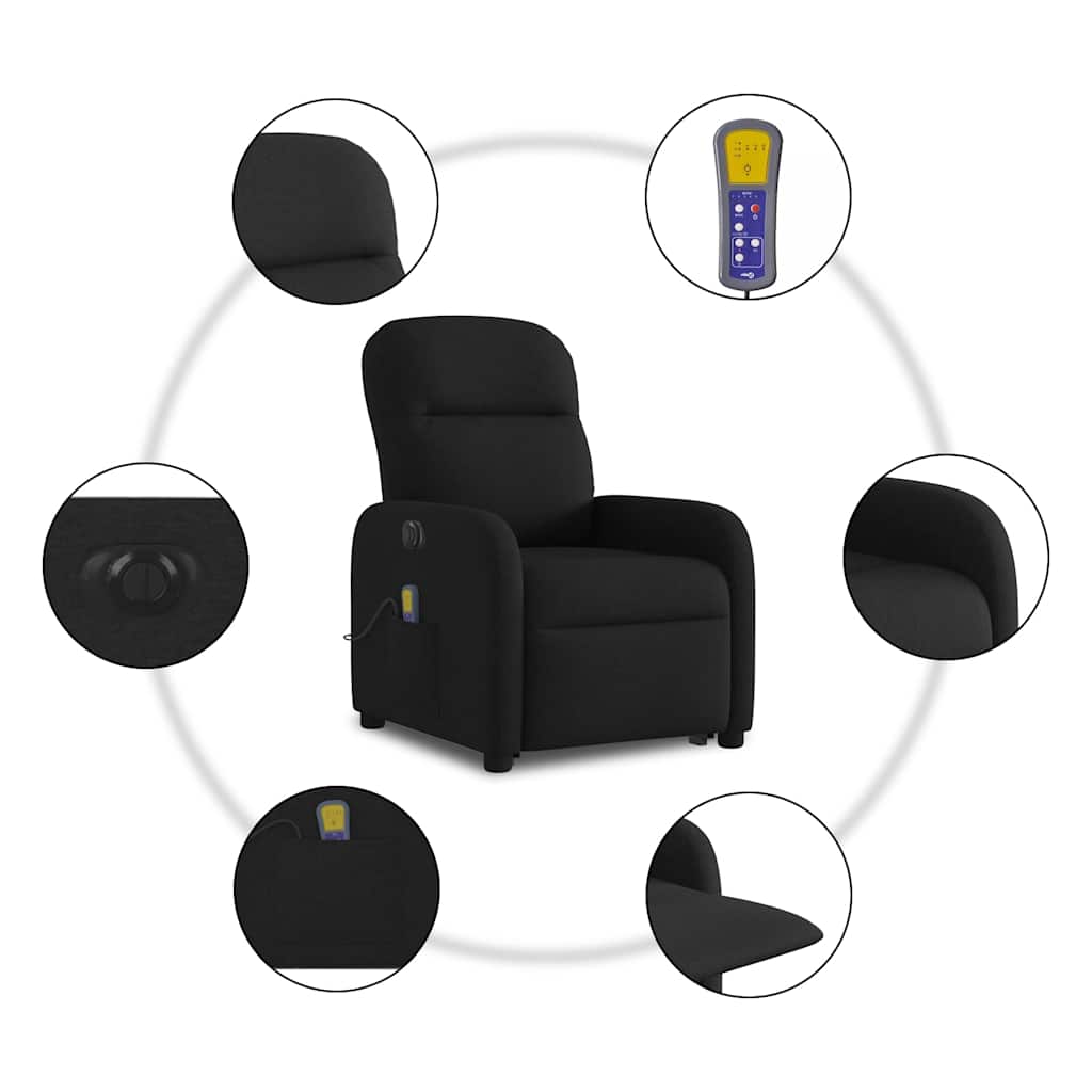 elektrisk massagestol med løftefunktion stof sort