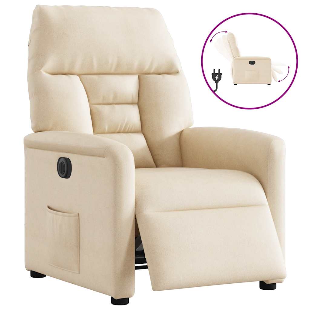 eldrevet lænestol mikrofiberstof beige