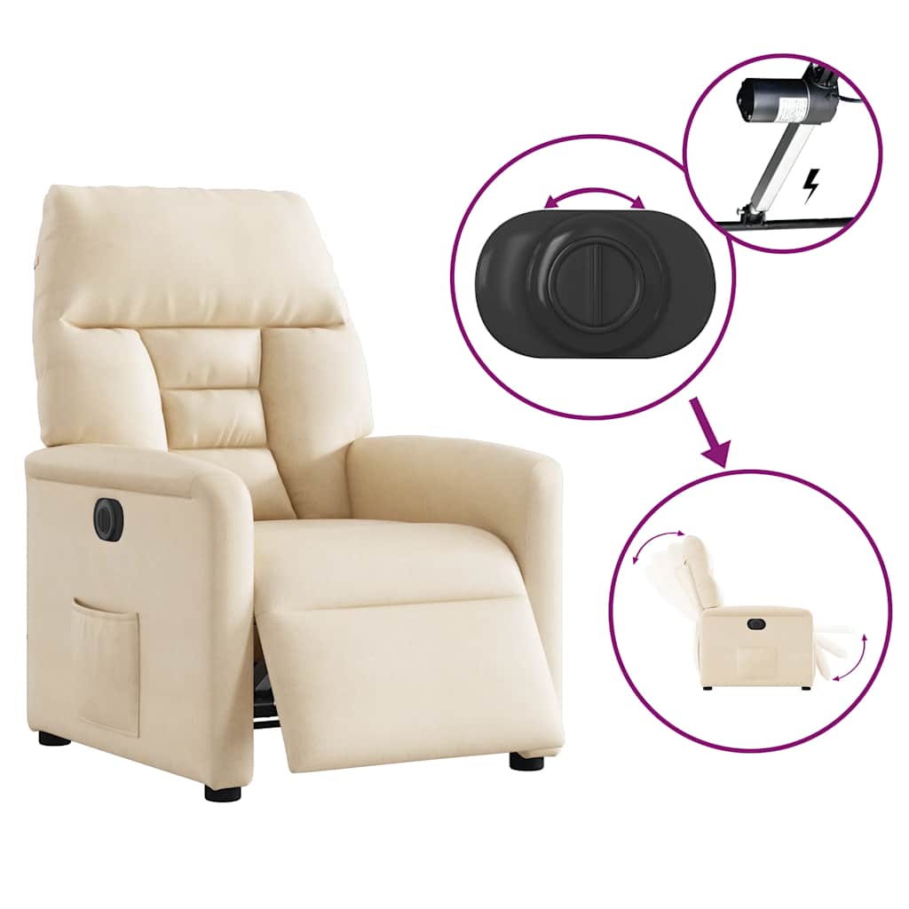 eldrevet lænestol mikrofiberstof beige