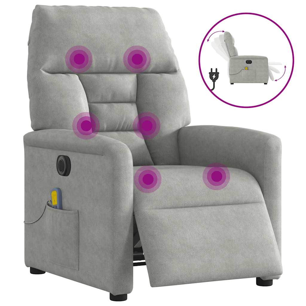 massagestol mikrofiberstof lysegrå