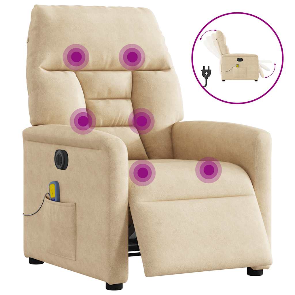 massagestol mikrofiberstof cremefarvet