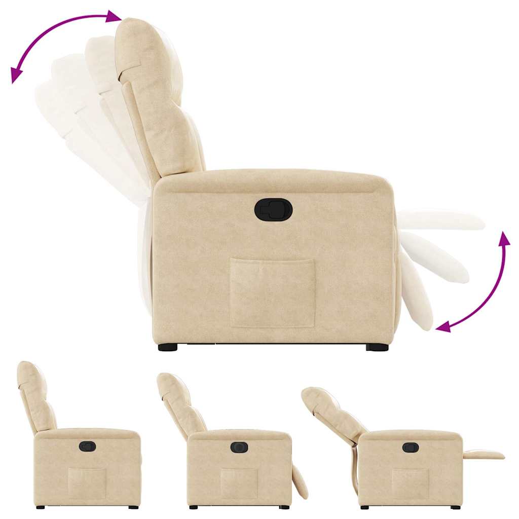 massagestol med løftefunktion mikrofiberstof cremefarvet