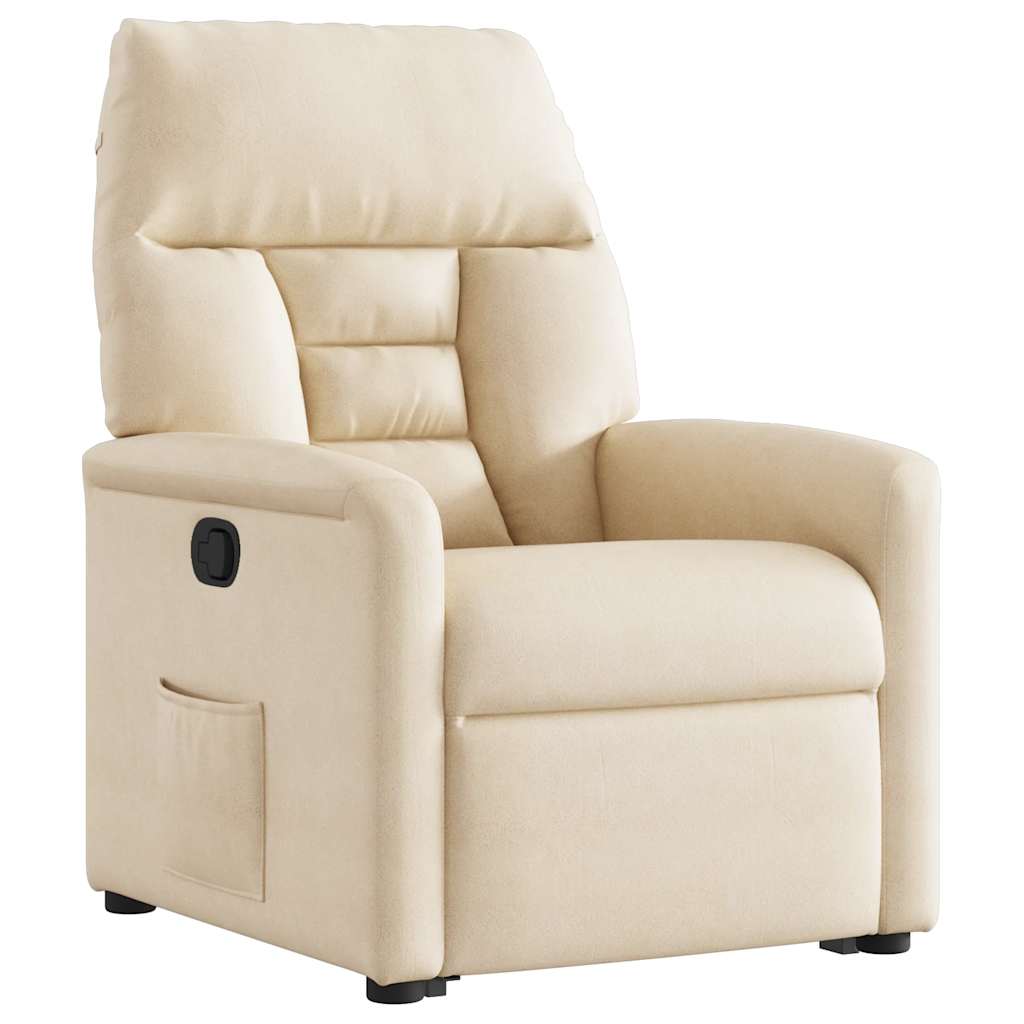 massagestol med løftefunktion mikrofiberstof beige