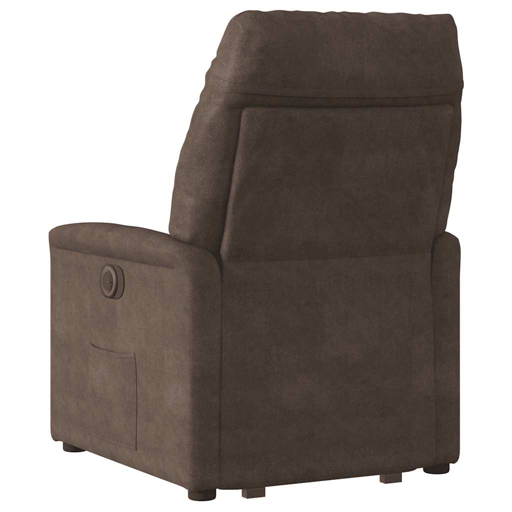 massagestol med løftefunktion mikrofiberstof brun
