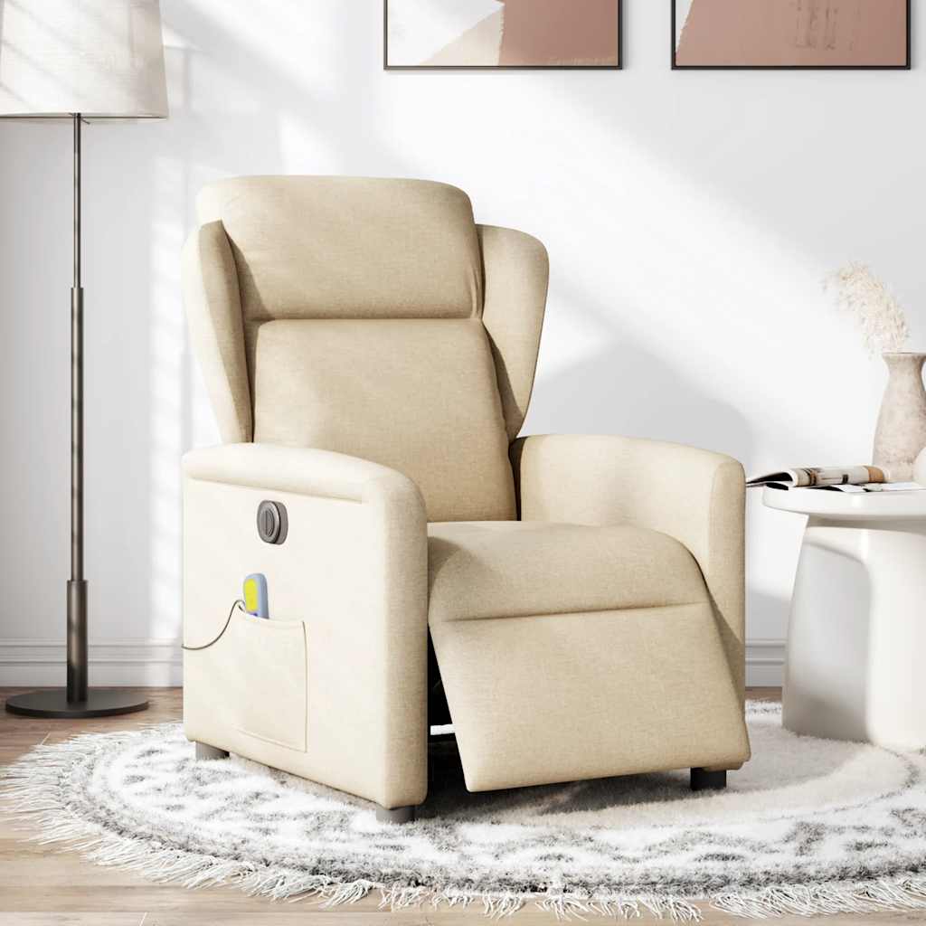 eldrevet massagestol stof cremefarvet