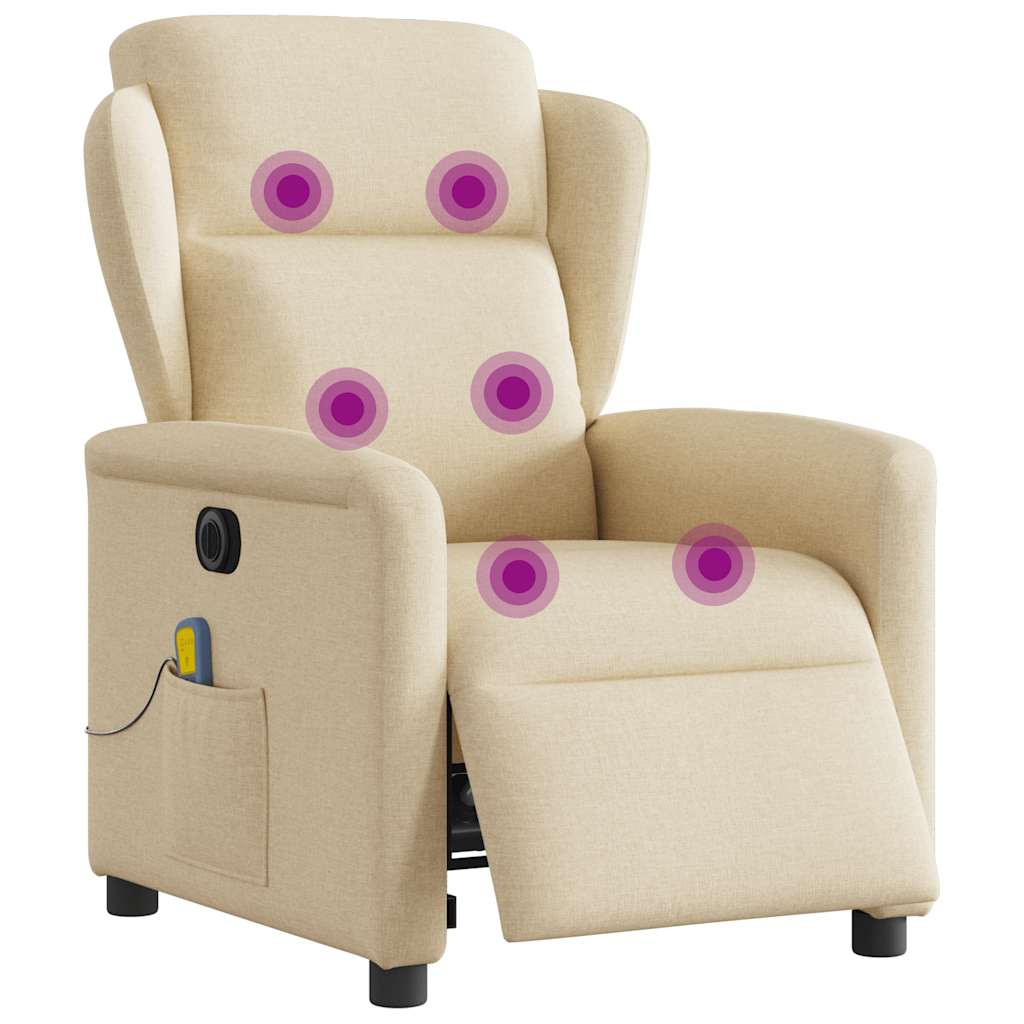 eldrevet massagestol stof cremefarvet