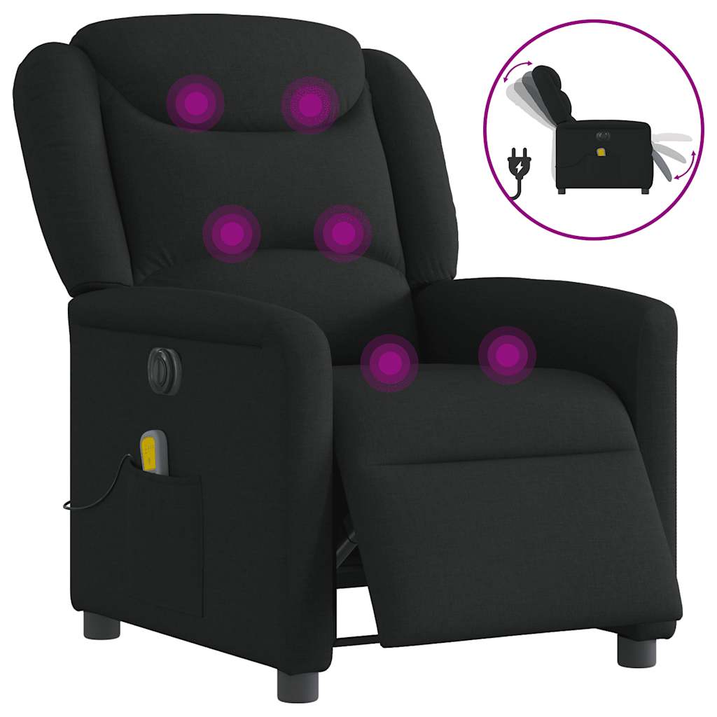 eldrevet massagestol stof sort