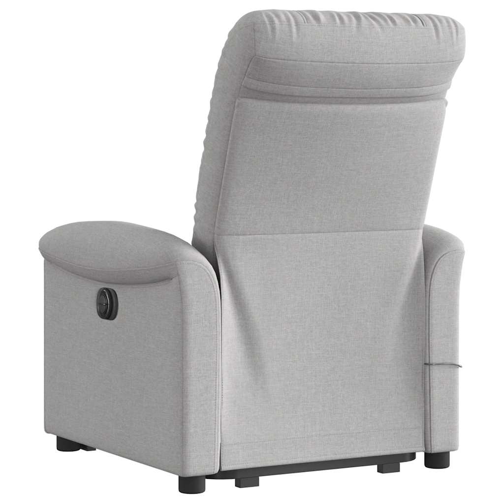 massagestol med løftefunktion stof skygrå