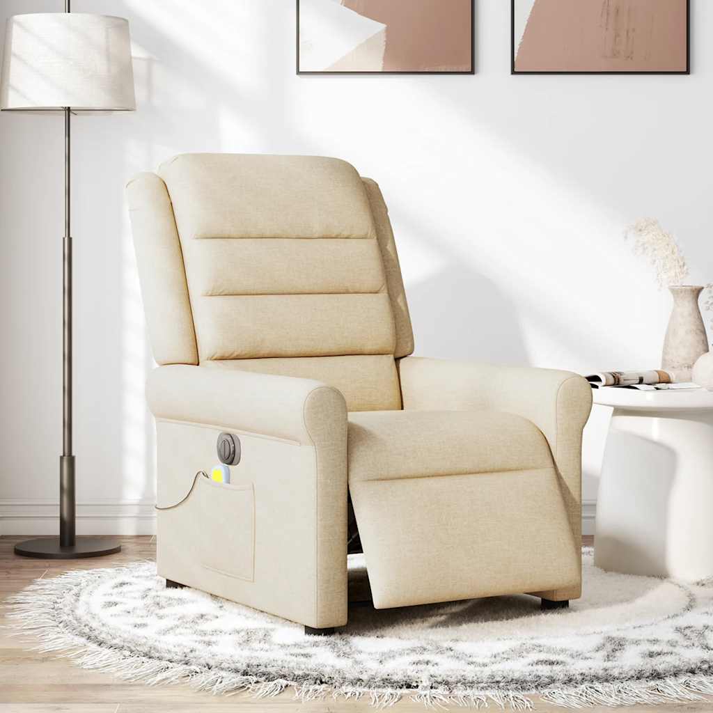eldrevet massagestol stof cremefarvet