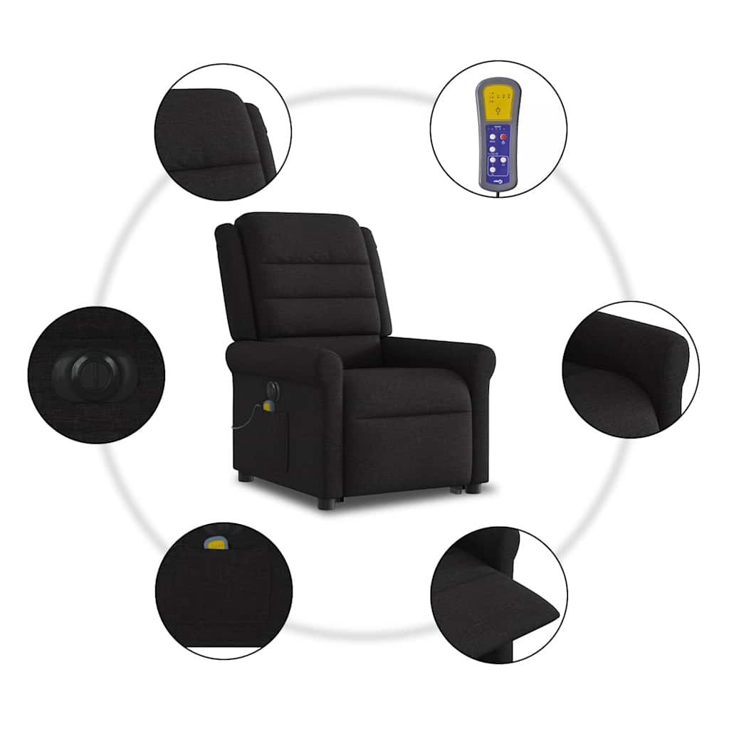 elektrisk massagestol med løftefunktion stof sort