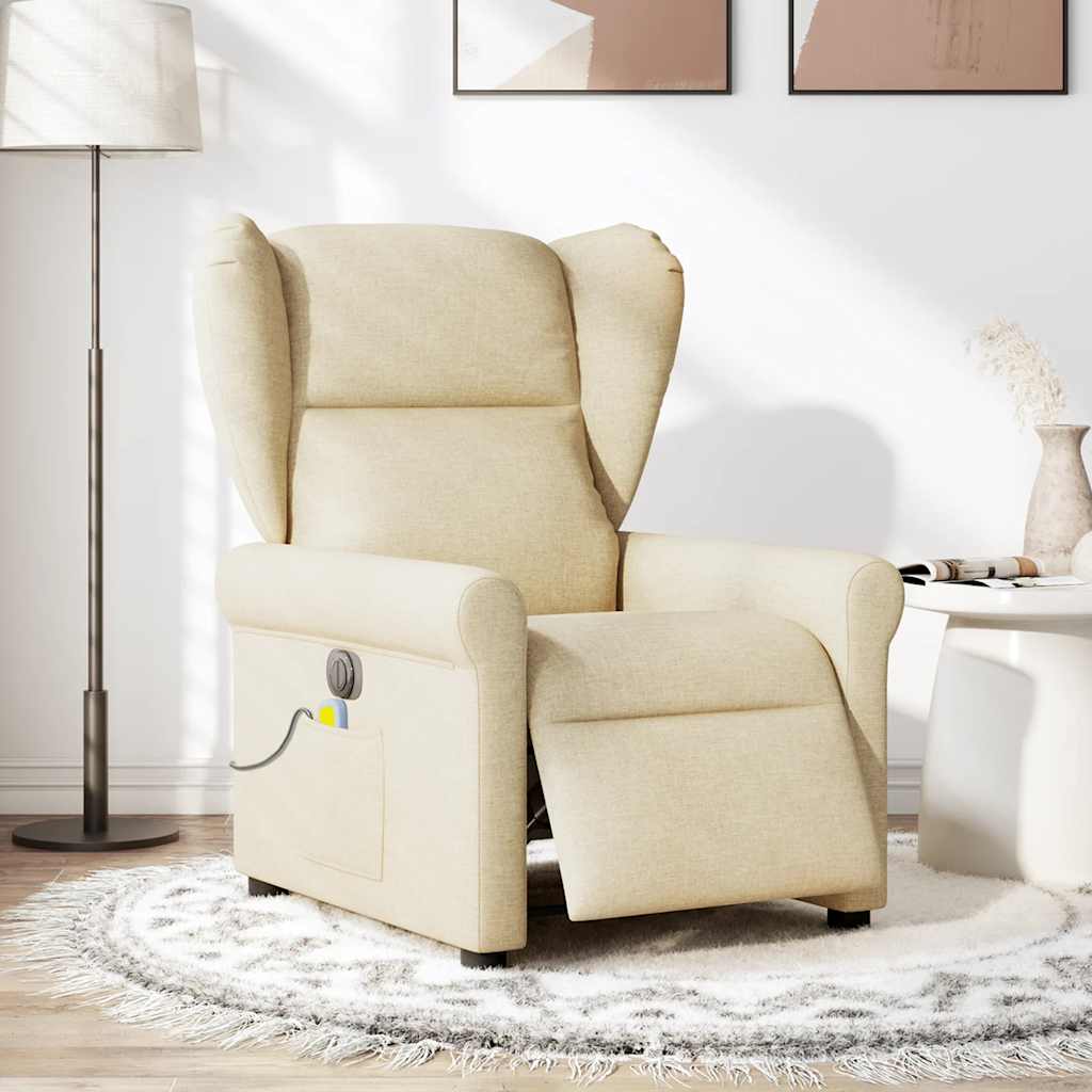 eldrevet massagestol stof cremefarvet