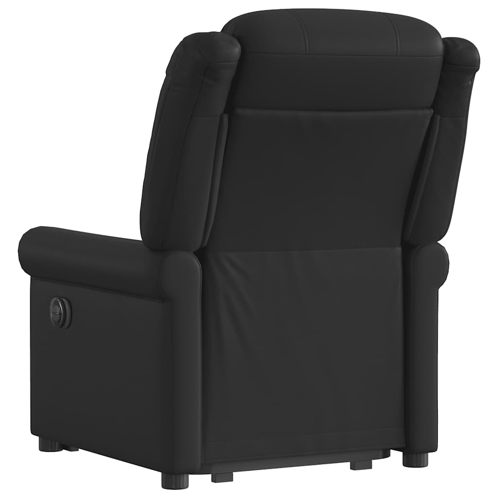 løftestol recliner skinnende kunstlæder sort