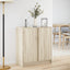 skab med LED-lys 77x34x85 cm konstrueret træ røget egetræsfarve