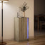 skab med LED-lys 42,5x34x85 cm konstrueret træ røget eg