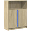 skab med LED 77x34x100 cm konstrueret træ sonoma-eg