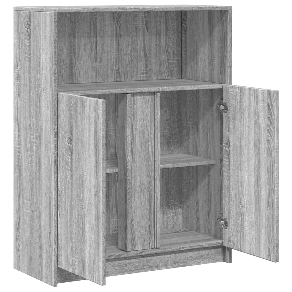 skab med LED-lys 77x34x100 cm konstrueret træ grå sonoma-eg