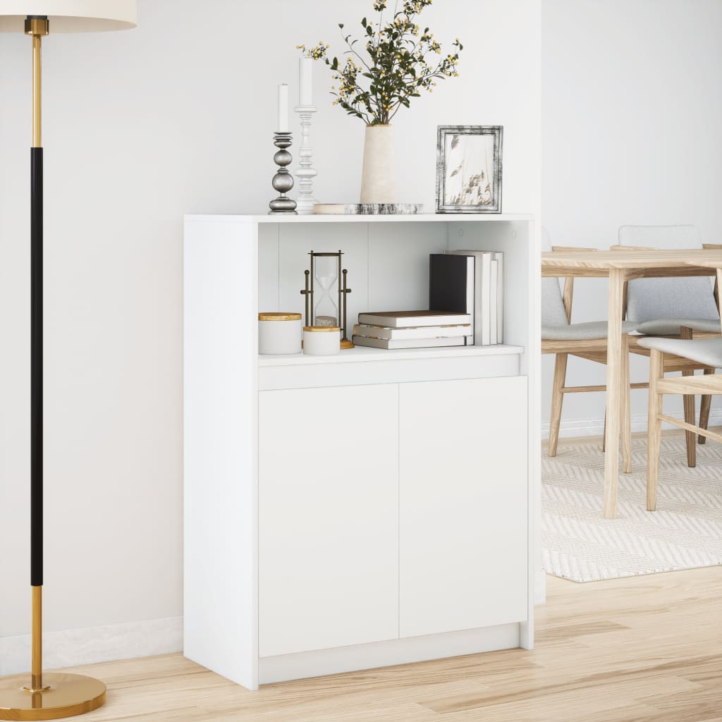 reol med LED 72x34x100 cm konstrueret træ hvid