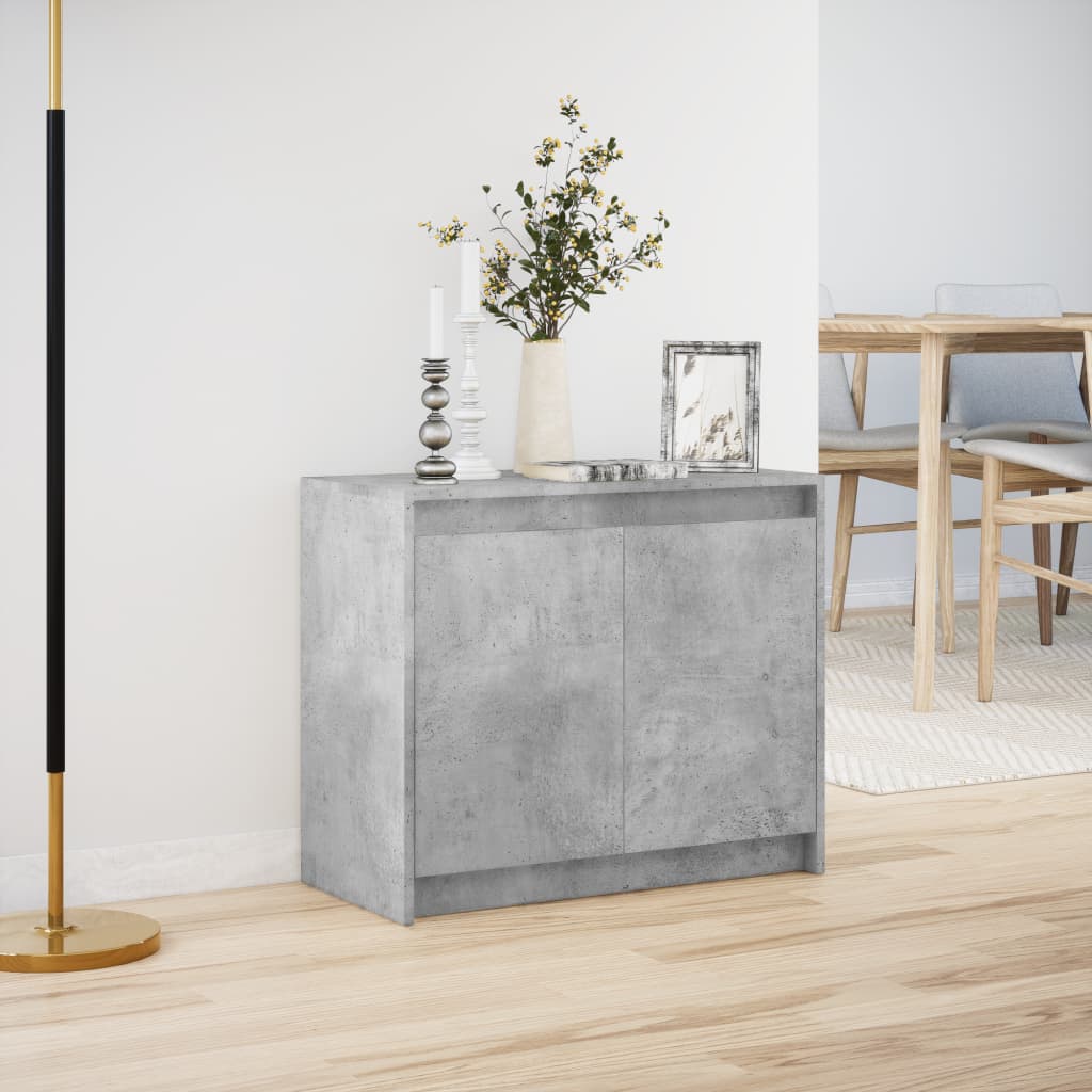 skab med LED-lys 72x34x61 cm konstrueret træ betongrå