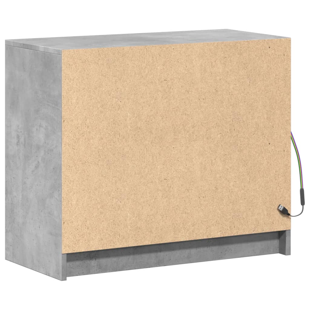 skab med LED-lys 72x34x61 cm konstrueret træ betongrå
