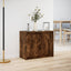 skab med LED-lys 72x34x61 cm konstrueret træ røget egetræsfarve