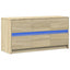tv-bord med LED-lys 100x34x50 cm konstrueret træ sonoma-eg