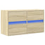 væghængt tv-bord med LED-lys 80x31x45 cm sonoma-eg