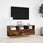 væghængt tv-bord med LED-lys 130x31x45 cm røget egetræsfarve