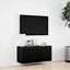 væghængt tv-bord med LED-lys 80x31x35 cm sort