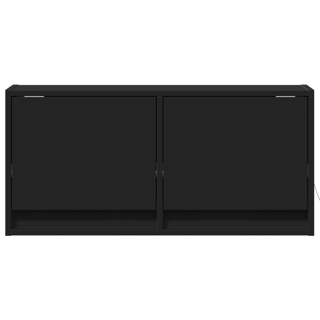 væghængt tv-bord med LED-lys 80x31x35 cm sort