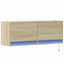 væghængt tv-bord med LED-lys 100x31x35 cm sonoma-eg