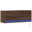 væghængt tv-bord med LED-lys 100x31x35 cm brun egetræsfarve