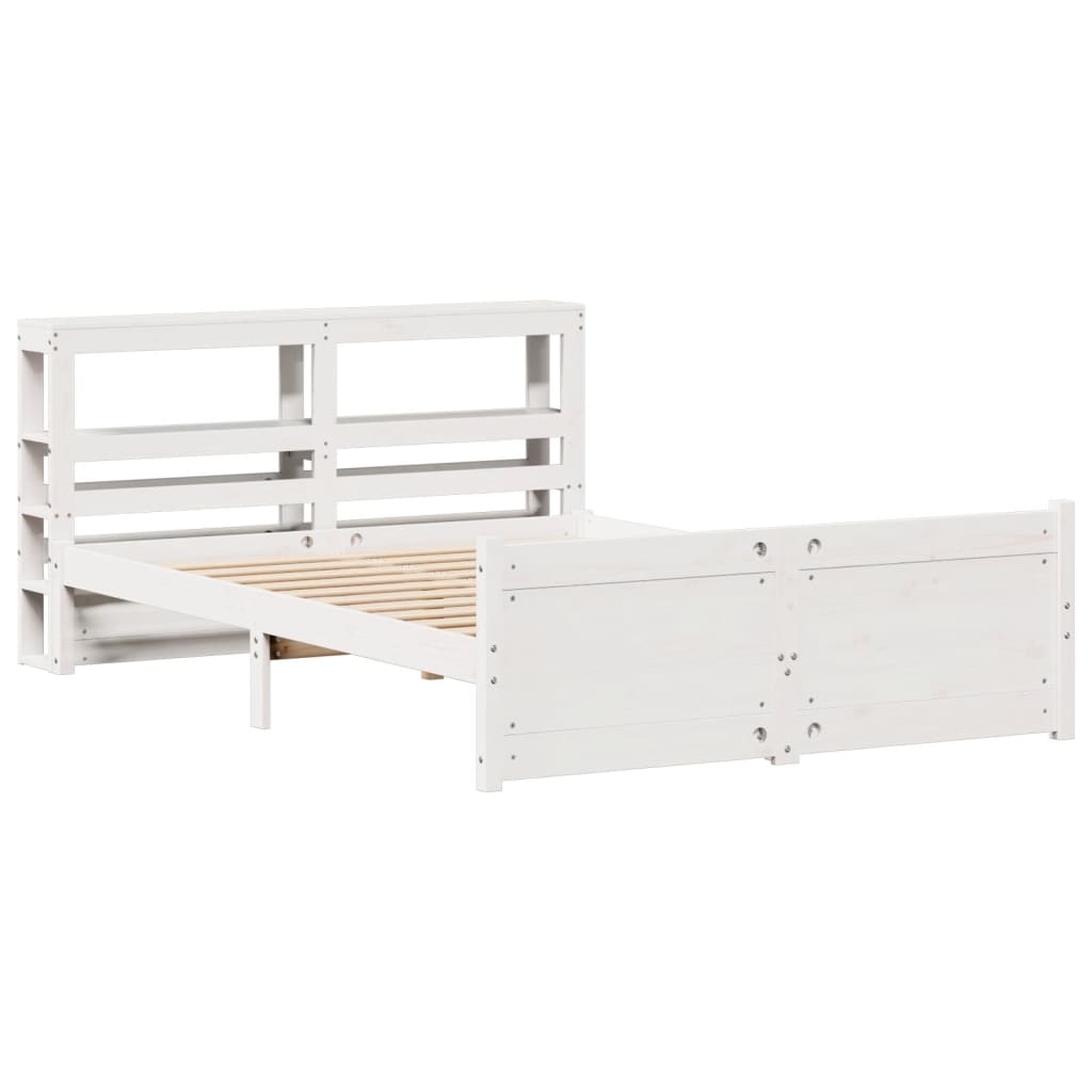 Sengeramme med hovedgærde uden madras Hvid 140x190 cm