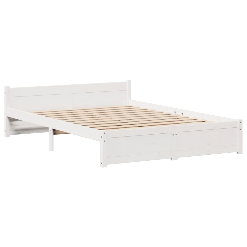 Sengeramme med hovedgærde uden madras Hvid 140x190 cm