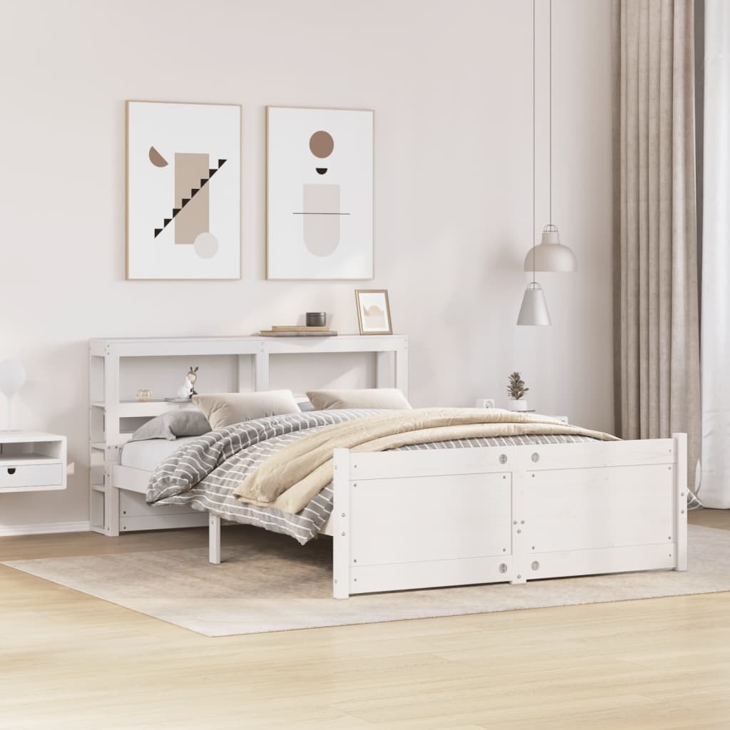 Sengeramme med hovedgærde uden madras Hvid 140x190 cm