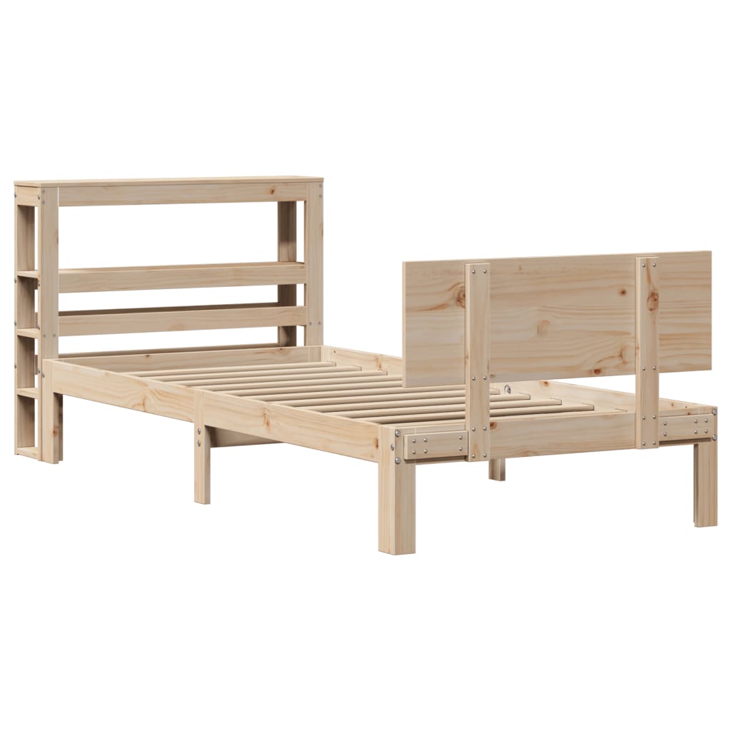 sengeramme med sengegavl 75x190 cm massivt fyrretræ